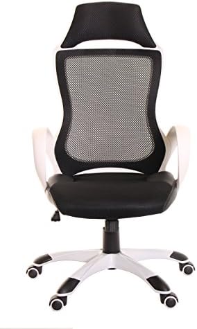 TimeOffice High Back Mesh Executive Chair With Headrest, Ergonomic Computer Black PU Leather Desk Chair, Comfort Office Task Chair &amp; Best Desk Swivel Recliner Chair For Home, Office Chair – Black