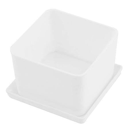 SLB Works Melamine Windowsill Garden Square Plant Succulent Holder Flower Pot Container White