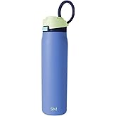 Simple Modern Mesa Loop Water Bottle with Covered Straw and Handle | 30oz Cup Holder Friendly Insulated Stainless Steel Bottles for Travel, Sports and School | Neptune