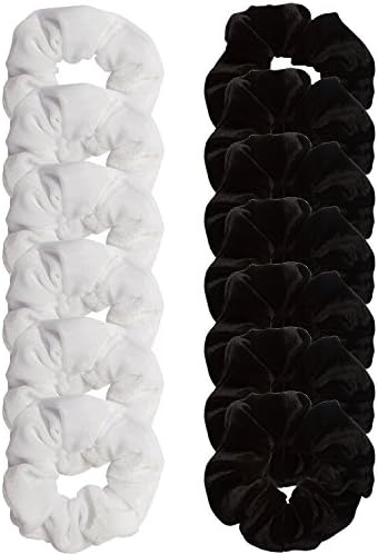 WHAVEL12 Pack Hair Scrunchies Velvet Elastics Scrunchy Bobbles Soft Hair Bands Hair Ties, Black & White