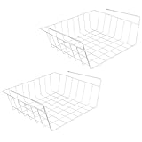 Evelots Under Shelf Basket Wire Rack,White,Slides Under Shelves For Storage, 2 (Kitchen)