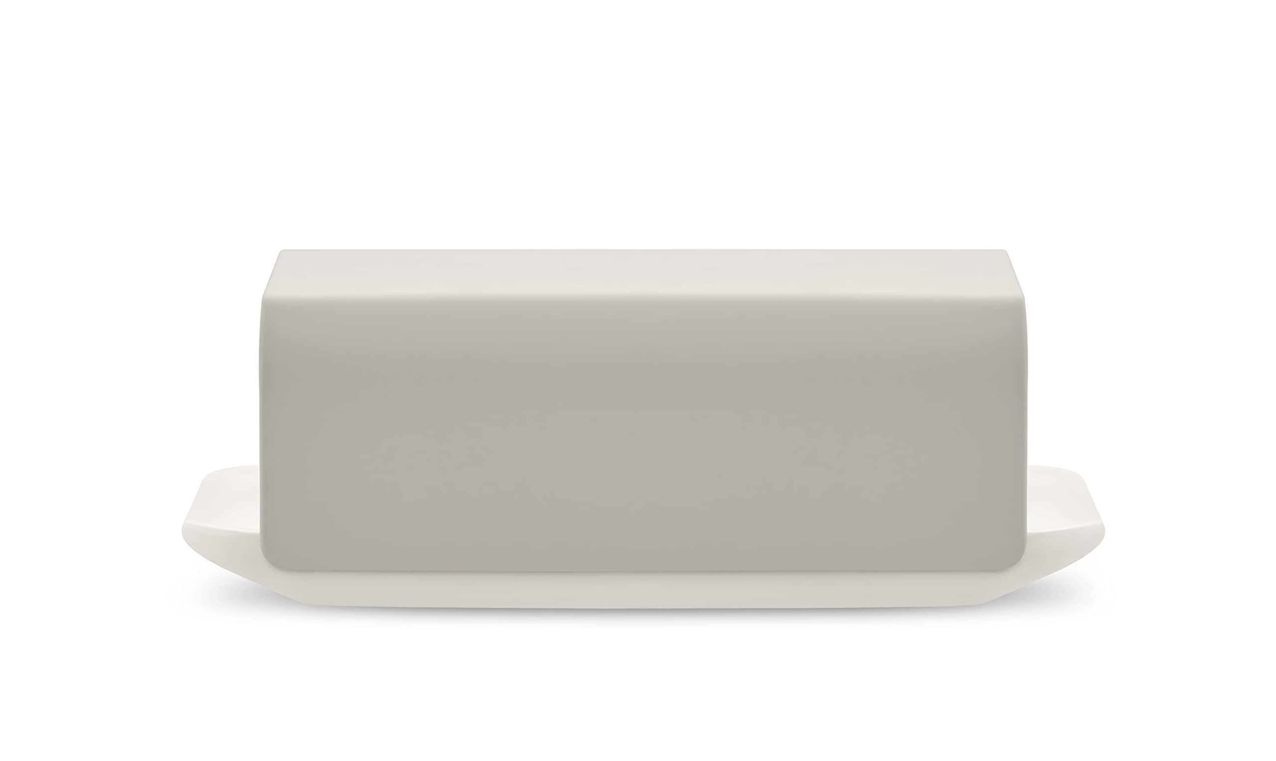 Alessi Mattina BG04 WG - Design Butter Container, Made of Porcelain with Lid in 18/10 Stainless Steel, Colored with Epoxy Resin, Warm Gray