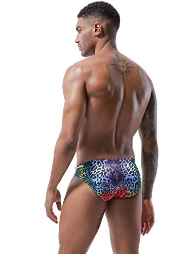 image for MIZOK Mens Bikini Briefs Sexy Low Rise Flowers Print Quick Dry Swim Tr