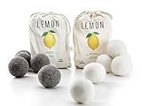 Lemon Wool Dryer Balls, All Natural, Eco-Friendly, Reusable Laundry Essentials, 12 Pack - 6 White and 6 Gray
