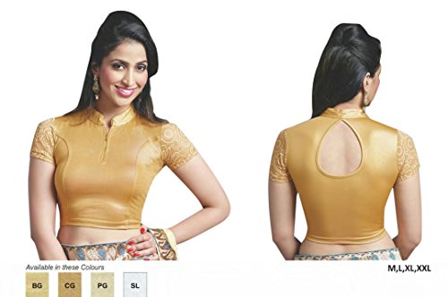 Golden Stretchable Lycra Cotton Ready-made Saree Blouse Sari Choli Crop SHRI BALAJI SILK & COTTON SAREE EMPORIUM (M,L,XL,XXL)