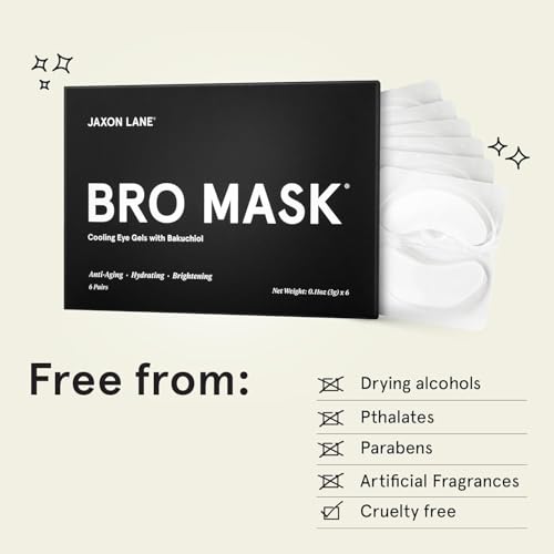 BRO MASK Under Eye Patches for Men with Hydrogel (6 pairs) - Anti-Aging Korean Eye Masks for Dark Circles and Puffiness- Puffy Under Eye Treatment - Perfect Skin Care Stocking Stuffers for Men