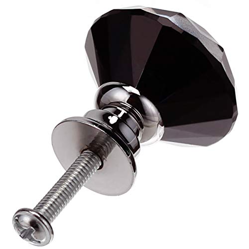 image for AKRover 10 Pcs Crystal Glass Cabinet Knobs 30mm Diamond Shape Drawer K