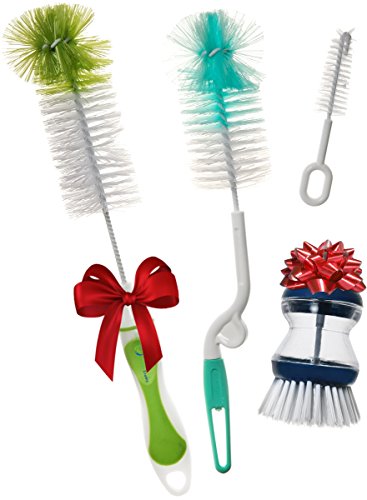 Simple Health Global 4-In-1 Bottle Cleaning Soft Brush Set with Nipple, Spinning and Soap Brushes