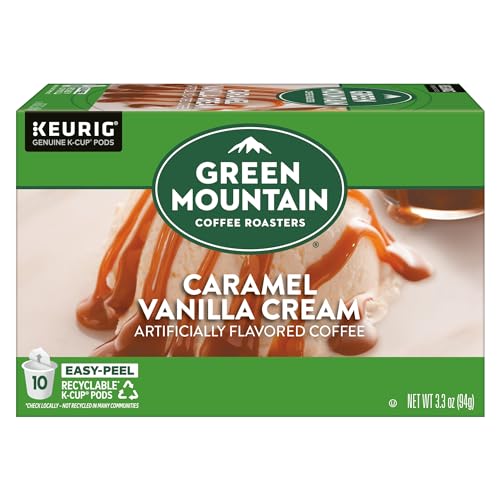 GREEN MOUNTAIN COFFEE ROASTERS CARAMEL VANILLA CREAM, KEURIG SINGLE SERVE K-CUP PODS, LIGHT ROAST COFFEE, 12 COUNT