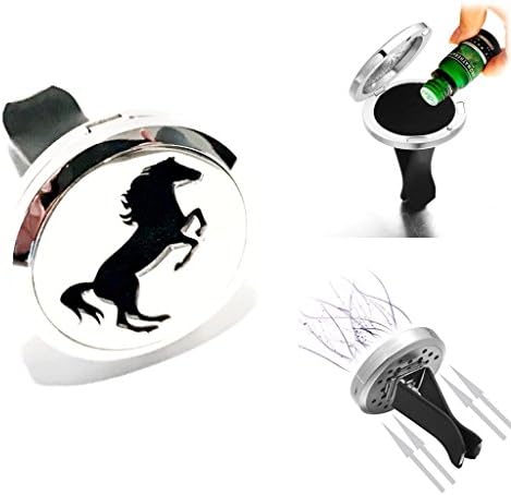 FIKA Freedom Wild Mustang Spirit Horse Zodiac Car Air Freshener Diffuser Vent Clip Locket Aromatherapy Essential Oils Great For Travel Pads included