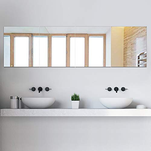 PexFix Full Length Mirror Frameless Mirror, 12inch X 16inch Wall Mirror 4-Piece Set Free Combination Rectangular Glass Flat Mirror Tiles Decoration Mirrors for Bathroom, Livingroom or Bedroom - Thumbnail 2