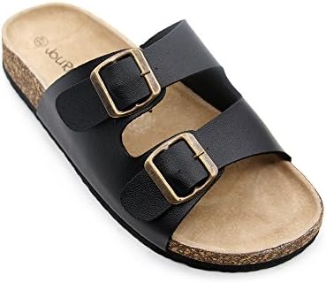 JOURNEI Double Buckle Flat Sandals Slippers for Girls Women Men Slides Slip Adjustable Design