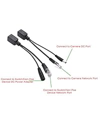 beelion Kit de 2 Kits 4pcs pasivo Inyector PoE y Splitter con 5,5 x 2,1 mm DC adaptador de corriente Conector, Color negro