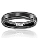 MNH Tungsten Ring Men Black Plating Wedding Band Women 4mm Matte Finish Comfort Fit Polished Edge 7-13