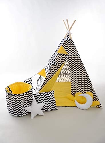 evama Tipi Tent Teepee Wigwam for children Handmade play tent indoor and outdoor (yellow)