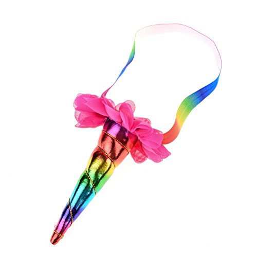 Floral Fall Cosplay Costume Rainbow Shiny Unicorn Horn Ears Headband Girl Birthday Gift Headpiece DJ-06