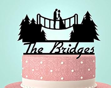 Swinging Bridge With Couple Cake Topper Keepsake Perfect For