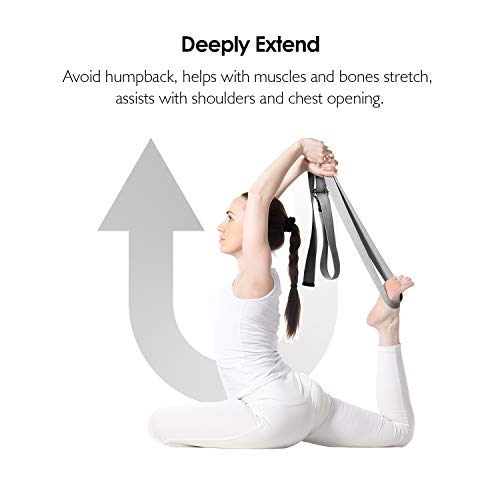 image for REEHUT Yoga Strap 6ft with Ebook - Durable Polyester Cotton Exercise S