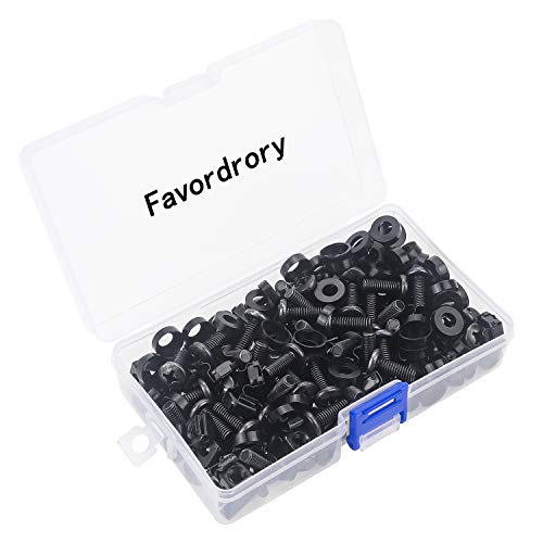 Favordrory 60 Pack M6 x 16mm Rack Mount Cage Nuts, Screws and Washers for Rack Mount Server Cabinet, Rack Mount Server Shelves, Routers, Black