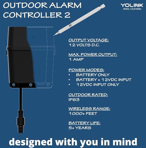 Outdoor Alarm Controller 2, Battery-Powered Siren/Alarm/Relay Controller, 12VDC Out, Up to 1/4 Mile Open-Air Range, 110dB Siren Included, YoLink Hub Required for Full-Functionality!