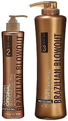 Brasilian Blowout Original Professional Solution Step 2 (12 oz) and Brasilian Blowout Acai Deep Conditioning Masque Step 3 (24 Ounce)