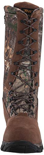 TECS 15" Men's Snakebite Boots, Leather + Suede, Waterproof for Hunting, Fishing, Hiking, Camping or Outdoors, Aggressive Rubber Outsole, Inside Zipper, Camo Laces, 8.5 M US