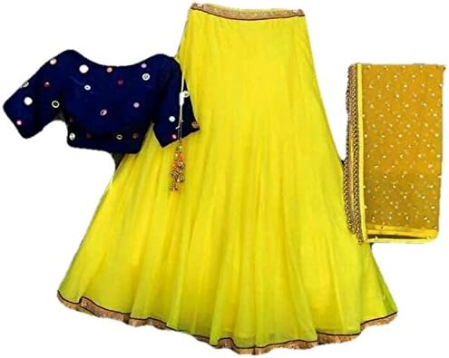 Lehenga Salwar New Anarkali Style For Party,Wedding or Festival Wear Embroidery Salwar Suit/Gown (Yellow Color _Free Size)-96