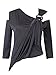 Clothink Women Gray and White Asymmetric neck Cold Shoulder Twist Ruched Blouse