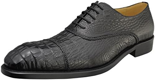 Ceossny Men's Joseph Lace up Tuxedo Toe cap Dress Oxford ,Black Crocodile, 45 M EU / 12 D(M) US