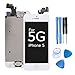 Ibaye LCD Display Touch Screen Digitizer Glass Lens Assembly Camera and Home Button Repair Replacement with Tools for iPhone 5 White