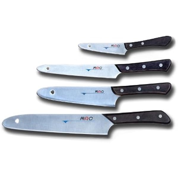 Amazon Com Mac Knife Original Series 4 Piece Starter Set Silver Boxed Knife Sets Kitchen Dining