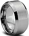 Tungsten CJ-202 10mm Unisex Wedding Band Ring Comfort Fit Beveled with Brushed Edges