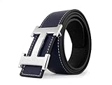 Dinamit Women's H Reversible Leather Belt With Removable Buckle Black with Silver Buckle