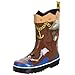 Kidorable Pirate Brown Rubber Rain Boots With Fun Crossbones Pull On Heel Tab