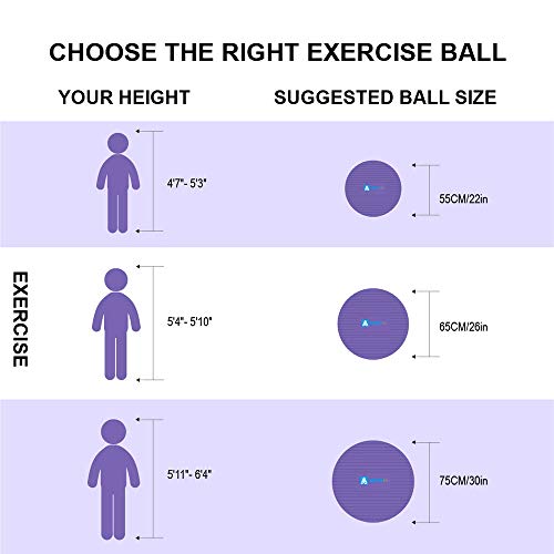 A AZURELIFE Professional Grade Exercise Ball, Anti-Burst&Non-Slip Stability Balance Ball with Quick Pump Included, Multiple Sizes&Colors, Perfect for Birthing, Yoga, Pilates, Desk Chairs&Therapy