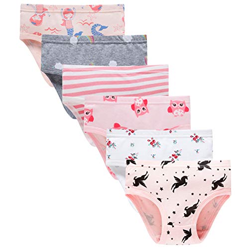 Sladatona Little Girls' Soft Cotton Underwear Bring Cool, Breathable Comfort Experience Panty(Pack of 6)