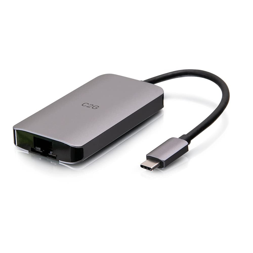 C2G USB C 4-in-1 Mini Dock with HDMI, USB-A, Ethernet, and USB-C Charging, Power Delivery up to 100W. 4K Resolution @ 30Hz