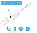 Splitter and Lightning Adapter for iPhone 7/7 Plus / 8/8 Plus/X,Dual Lightning Ports, Headphone Jack Audio & Charge Cable at The Same time Data Sync Call Function, Supports iOS 11 or Later