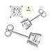 Crazy2Shop 14K White Gold 4mm White Cubic Zirconia Prong Setting Earrings