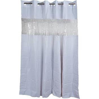 Hookless HBH08VIS01 Vision Shower Curtain White With Clear Top 71