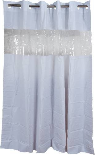 Hookless Hbh08Vis01 Vision Shower Curtain White With Clear Top 71" X 74"