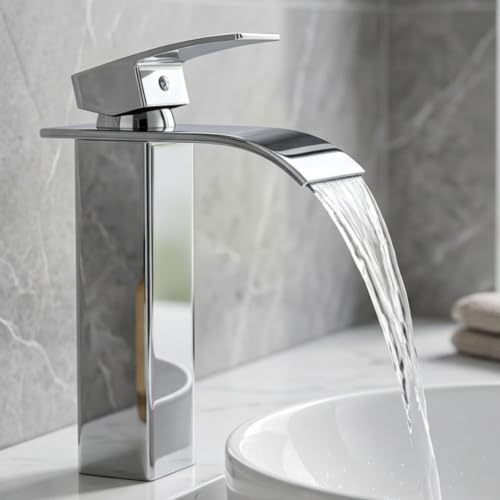 Torneira Cascata Monocomando Cromada para Banheiro Quente e Frio TKLA