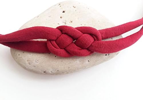 Sailor knot headband - T shirt yarn headband Infinity knot headband Elastic headband Burgundy headband