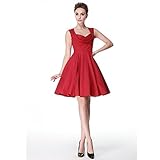 Heroecol Women's V Neck Sleeveless Vintage 50s 60s Swing Style Cotton Dresses