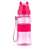 ZCForest BPA-Free Kids Water Bottles 300ML with Suction Tube Kids Straw Water Cup BPA-Free Water Bottles--pink