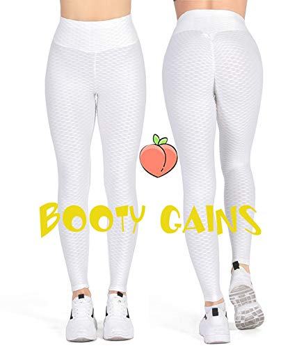 Kamots Beauty Butt Lifting Leggings High Waisted Women Cellulite Stretchy Workout Yoga Pants White