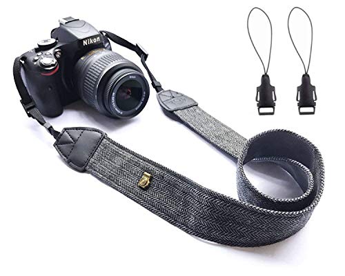 Wanby Neck Shoulder Belt Strap, Vintage Print Soft Colorful Camera Straps for Women/Men, All DSLR/Nikon/Canon/Sony/Olympus/Samsung/Pentax/Olympus (Black)