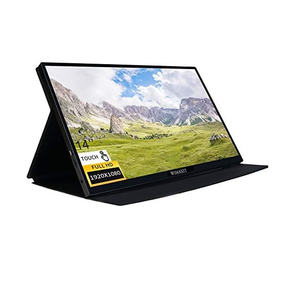 WIMAXIT-14-Inch-Touch-Portable-Monitor19201080-Full-HD-IPS-Extend-Computer-Display-Screen-with-98-sRGB-2-USB-C-Ports-400cdm2Mini-HDMI-Dual-Speaker-PC-Monitor-Include-Smart-Cover-for-Laptop-PC WIMAXIT 14 Inch Portable Monitor for Laptop,1920×1080 FHD IPS Touch Gaming monitor with 98% sRGB &2 USB C Ports, VESA…