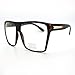 Tortoise Super Oversized Eyeglasses Flat Top Square Clear Lens Glasses Frames
