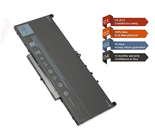 J60J5 Laptop Battery for Dell Latitude E7270 E7470 Series 451-BBSY 451-BBSX 451-BBSU ; P/N：WYWJ2 MC34Y 0MC34Y 1W2Y2 242WD Notebook 7.6V 55WH - Thumbnail 2
